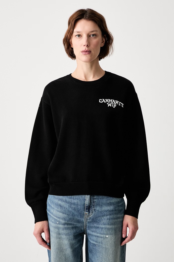 Odzież Carhartt WIP W Hugging Cats sweter bawełniany damski I036850 czarny