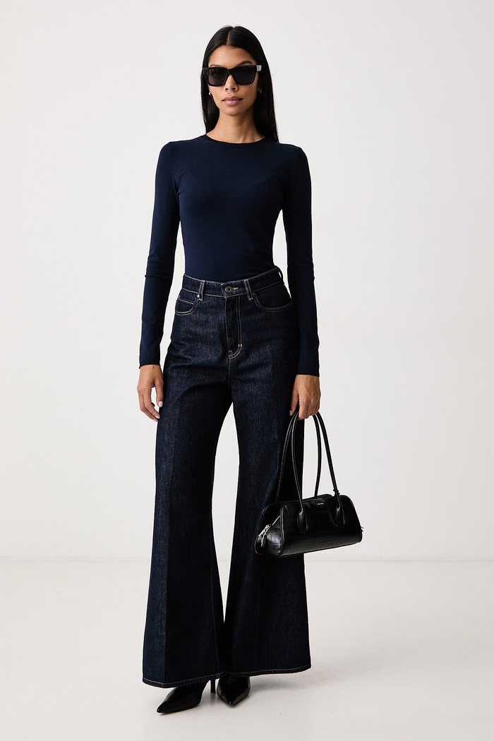 Twinset Sveter dámsky s viskózou 262TT3330 tmavomodrá AW26