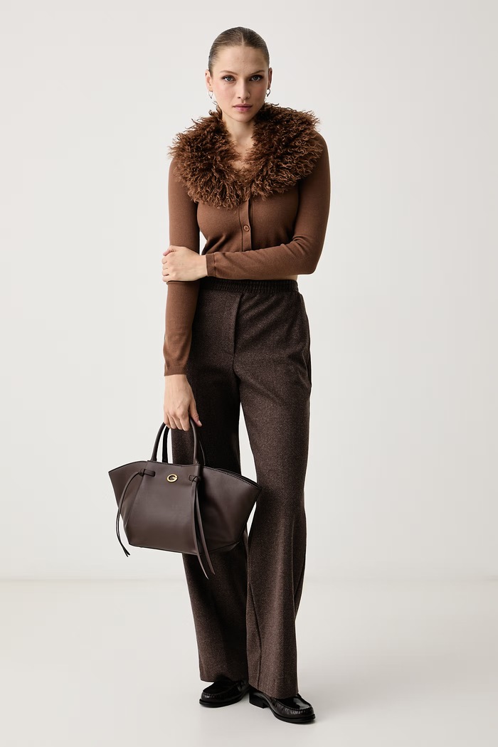 Twinset Жилетка дамска с добавена вълна 262TT3260 кафяв AW26