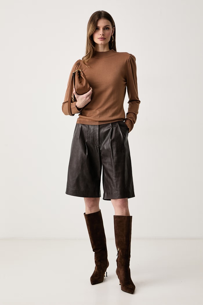 Twinset Poludolčevita za žene od vune 262TT3221 smeđa AW26