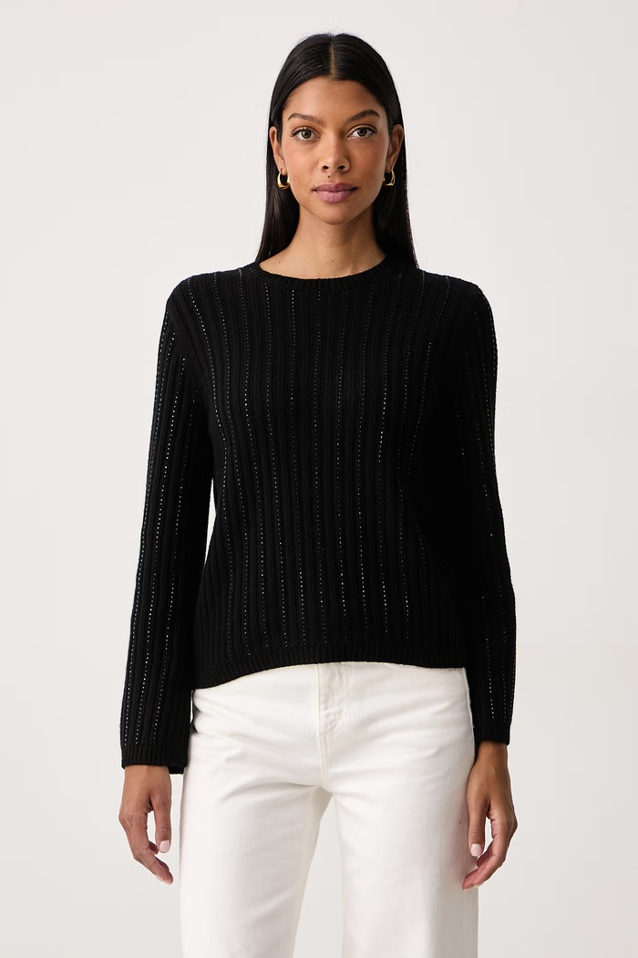 Twinset Sweter damski z dodatkiem wełny czarny 262TT3150
