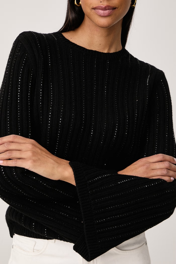 Sweter damski z dodatkiem wełny Twinset 262TT3150 czarny