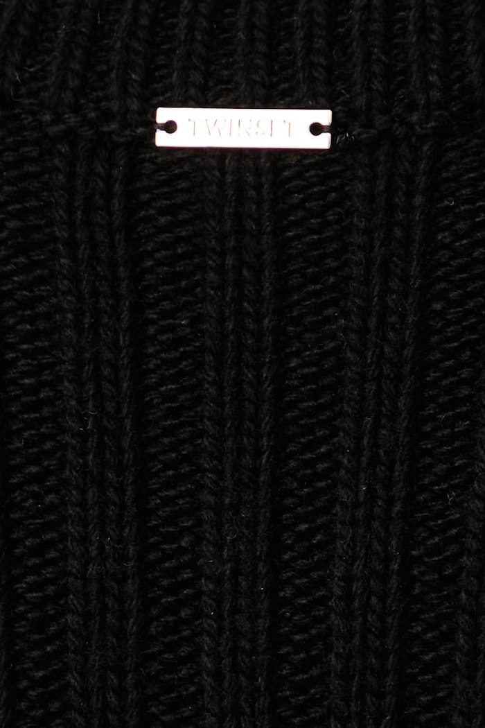 Sweter damski z dodatkiem wełny Twinset czarny 262TT3150