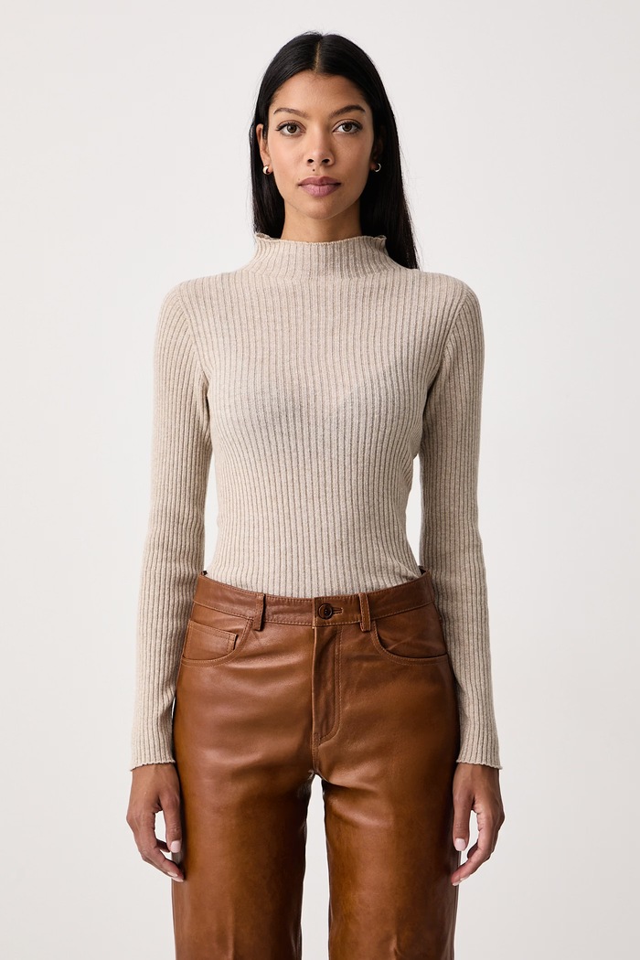 Twinset Dolcevita finta da donna con lana beige 262TT3071