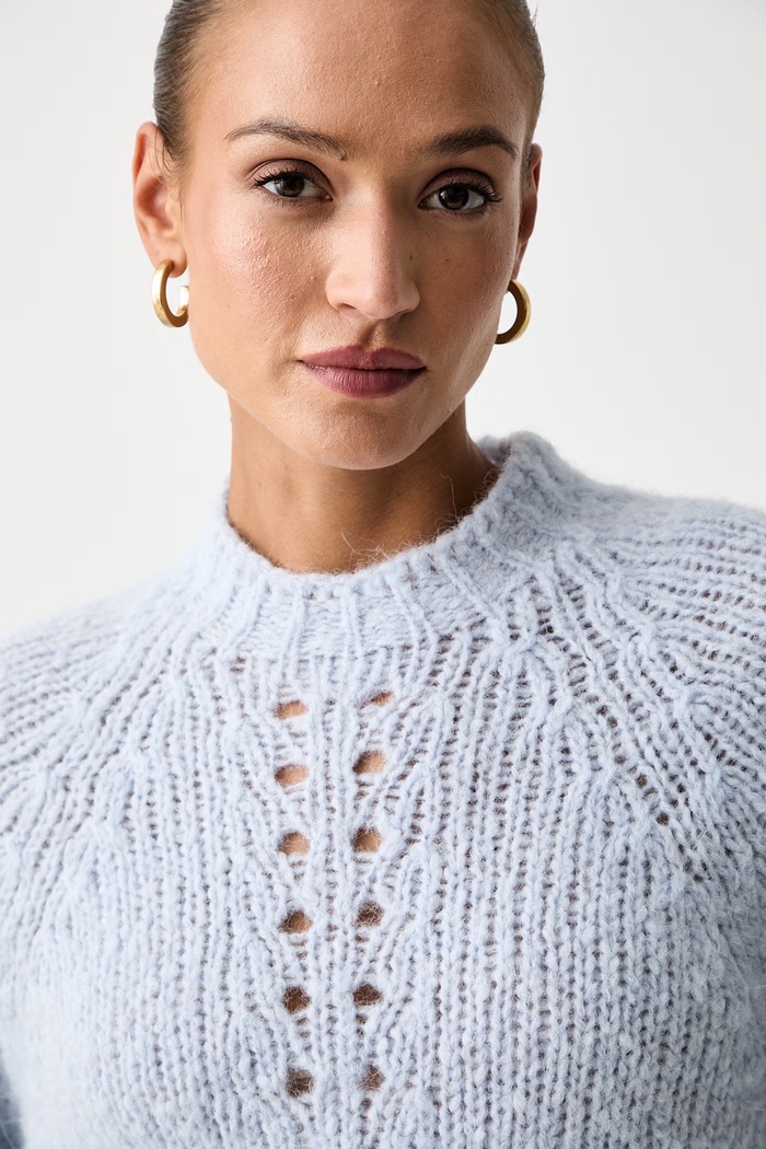 Twinset sweter damski z wełną niebieski 262TF3040