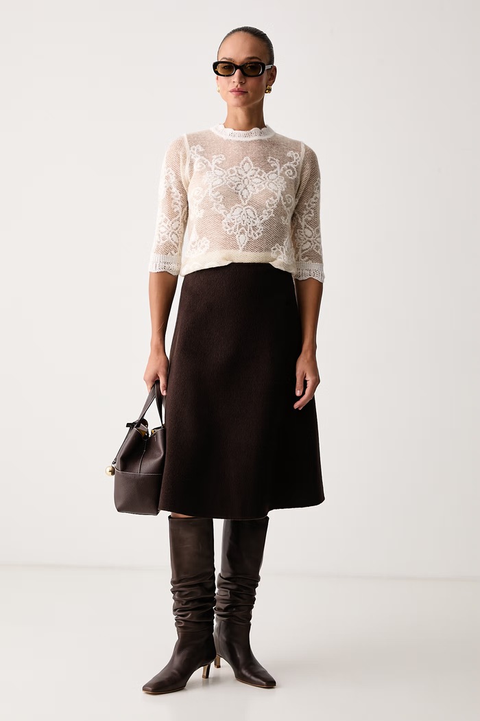 Twinset Sweter damski z dodatkiem wełny 262TP3341 beżowy AW26