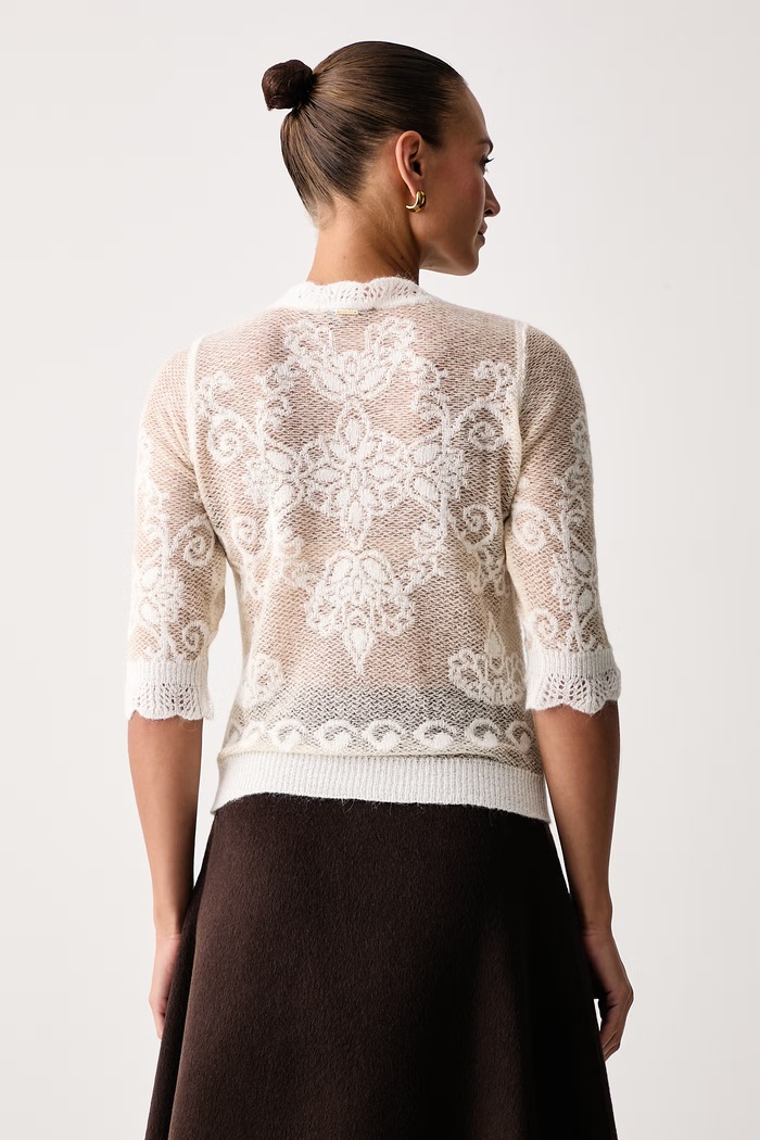 Odzież Twinset Sweter damski z dodatkiem wełny 262TP3341 beżowy