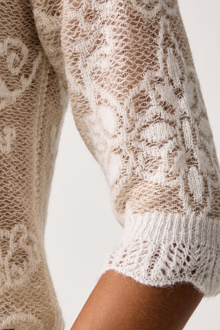 Sweter damski z dodatkiem wełny Twinset beżowy 262TP3341
