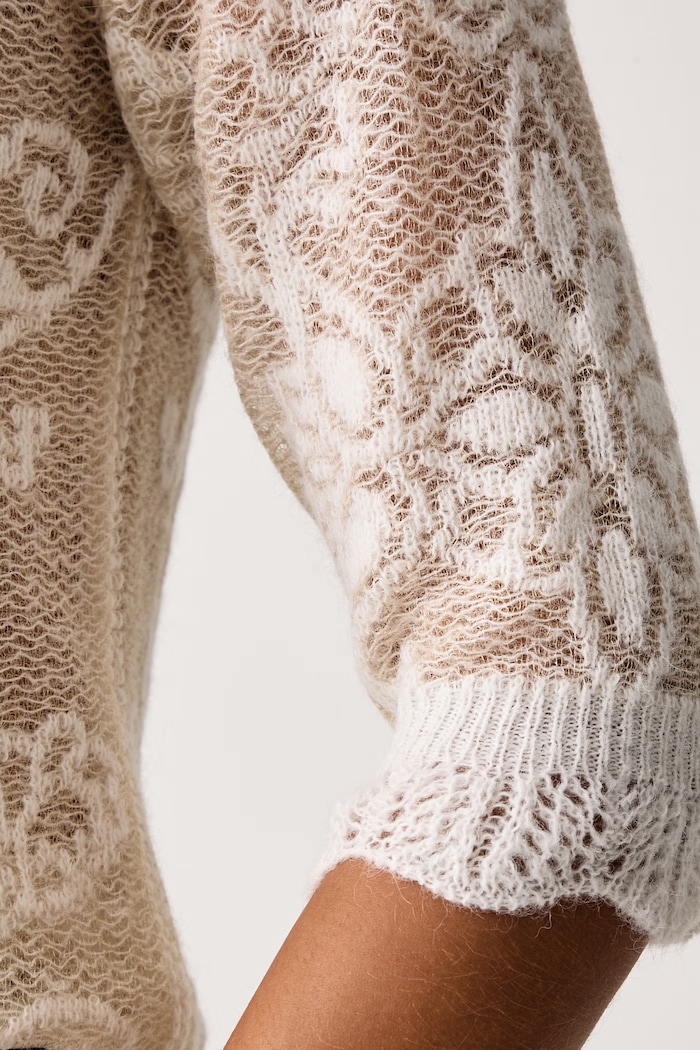 Sweter damski z dodatkiem wełny Twinset beżowy 262TP3341