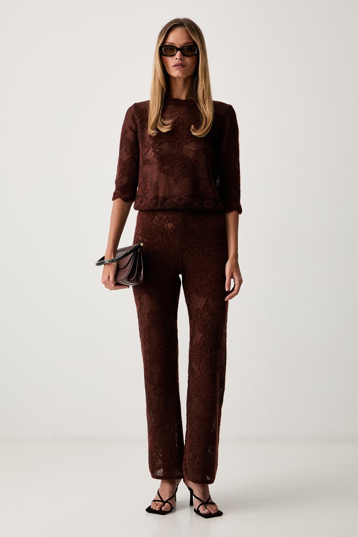 Twinset sweter damski z dodatkiem wełny 262TP3341 pomarańczowy AW26