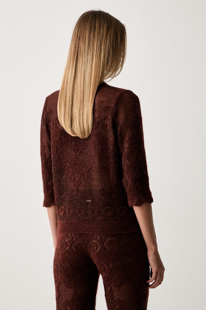 Odzież Twinset sweter damski z dodatkiem wełny 262TP3341 pomarańczowy