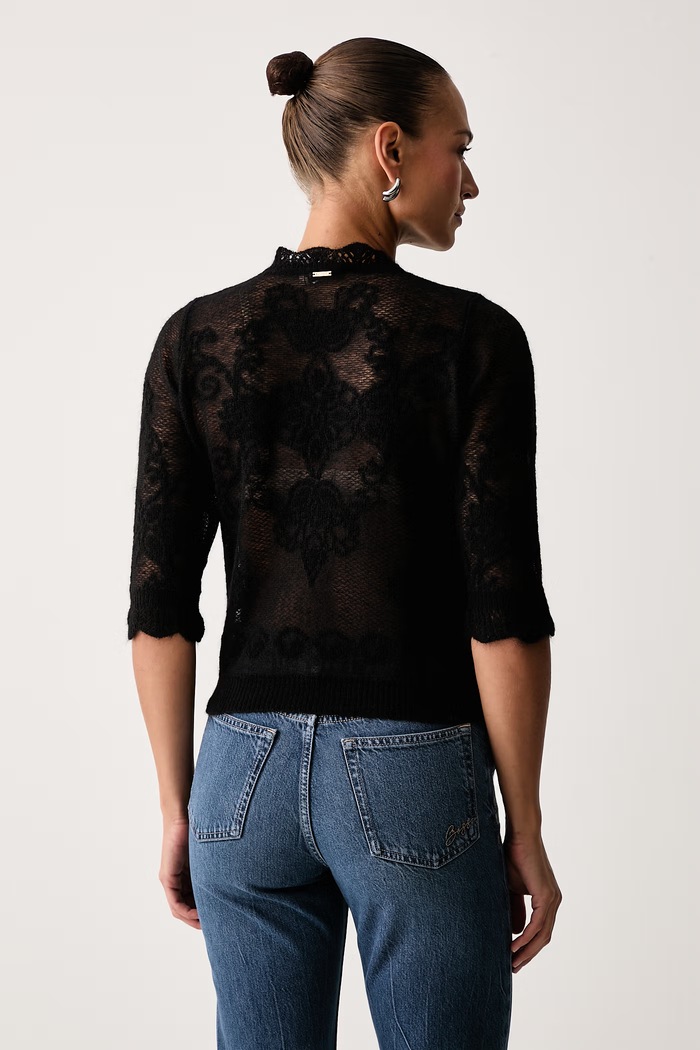 Odzież Twinset Sweter damski z dodatkiem wełny 262TP3341 czarny