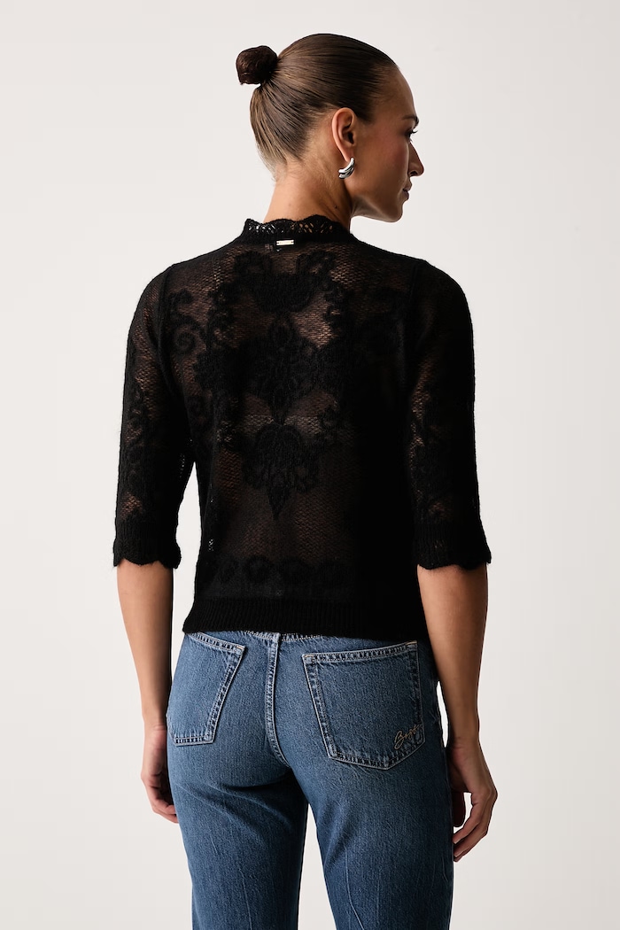 Odzież Twinset Sweter damski z dodatkiem wełny 262TP3341 czarny