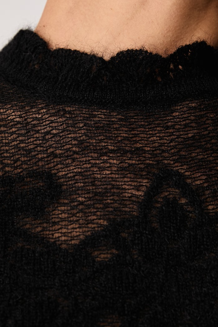 Sweter damski z dodatkiem wełny Twinset czarny 262TP3341