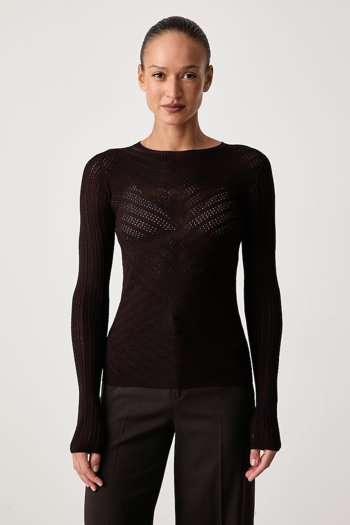 Twinset Sweter damski z wiskozą brązowy 262TP3492
