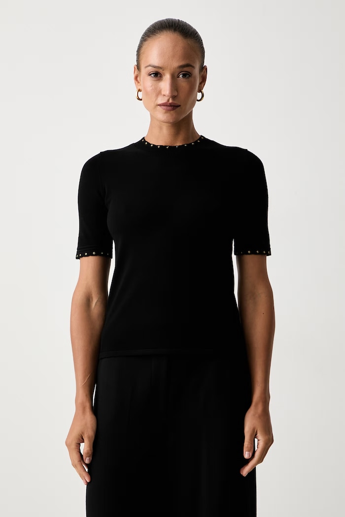 Twinset тениска тип пуловер дамска с вискоза черен 262TP3097