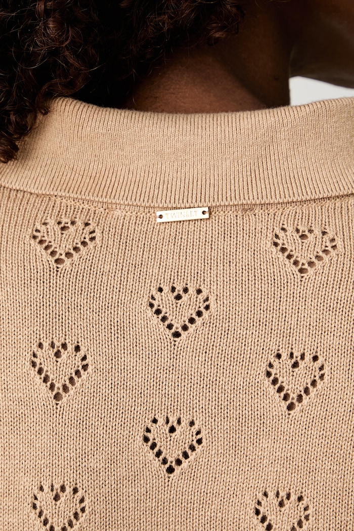Twinset sweter damski z dodatkiem kaszmiru 262TP3022 beżowy