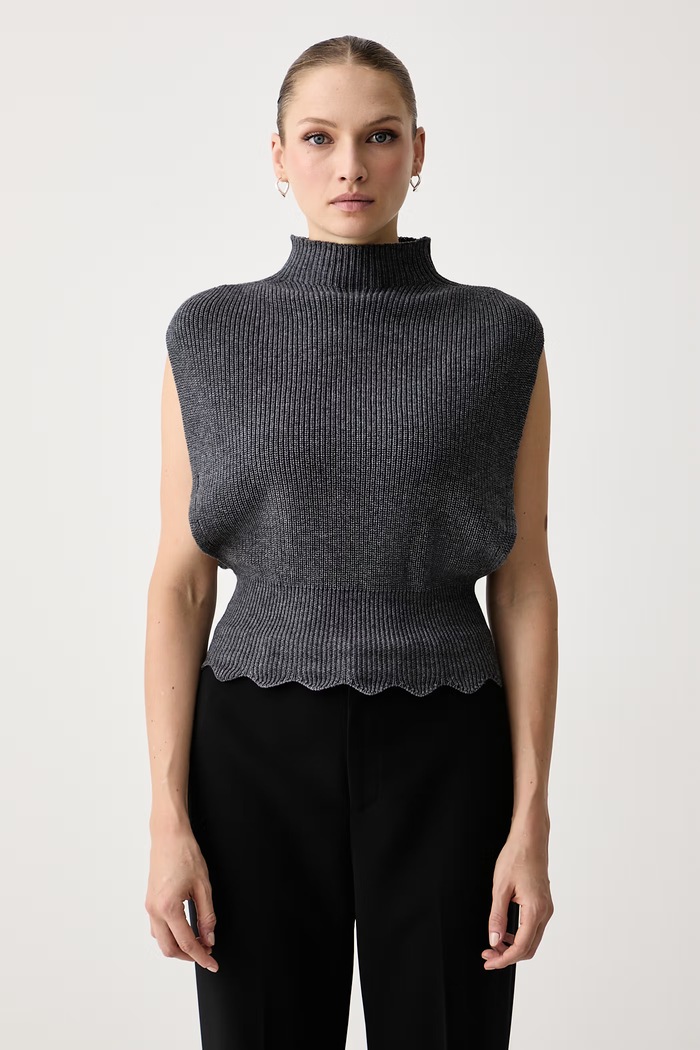 Twinset Елек дамски с вълна сив 262TP3050