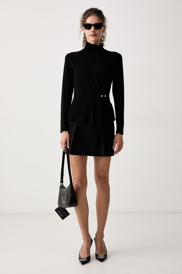 Twinset Μακρυμάνικο γυναικείο με lyocell 262LI2VAA μαύρο AW26