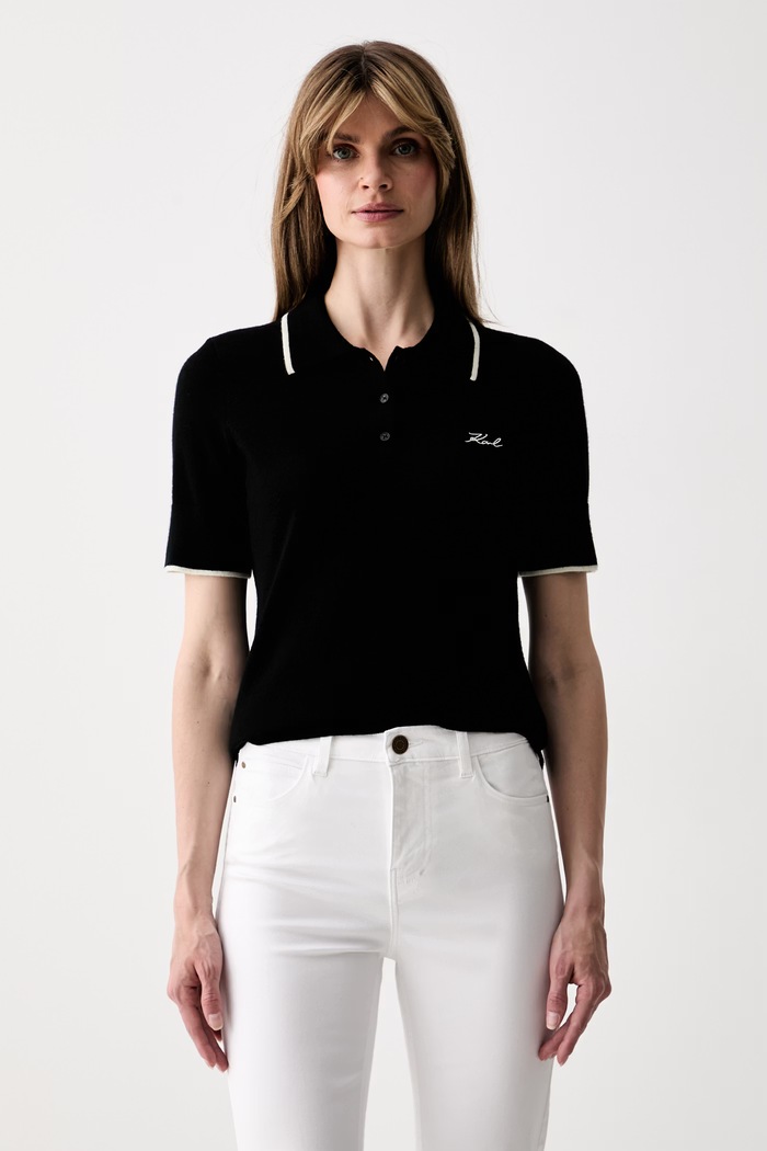 Karl Lagerfeld polo swetrowe damskie wełniane czarny B3W18044