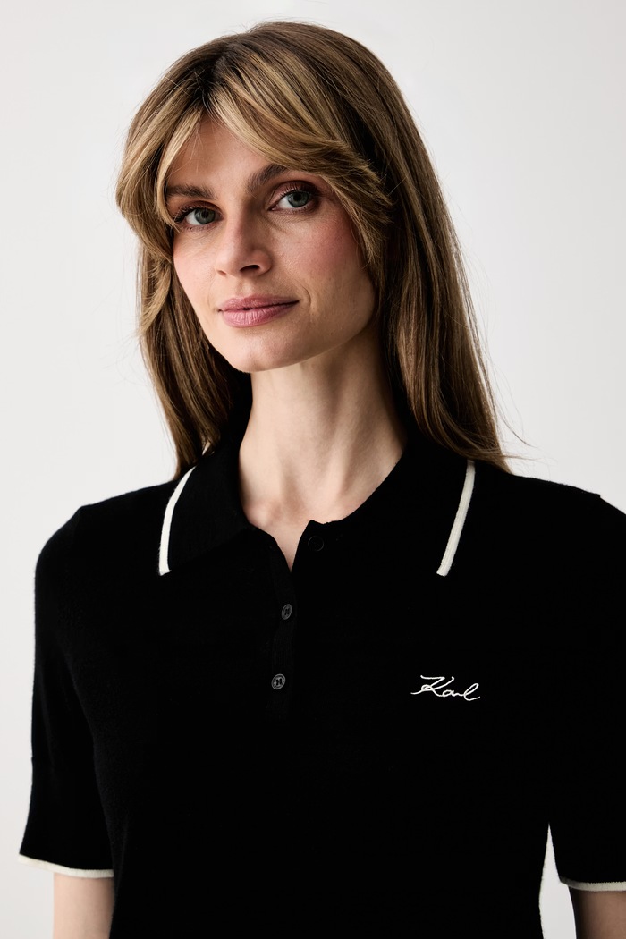 Karl Lagerfeld polo swetrowe damskie wełniane czarny B3W18044