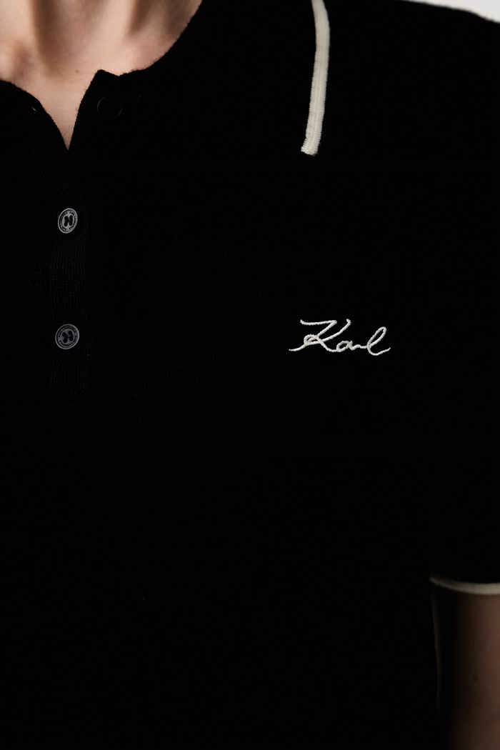 Karl Lagerfeld polo swetrowe damskie wełniane B3W18044 czarny