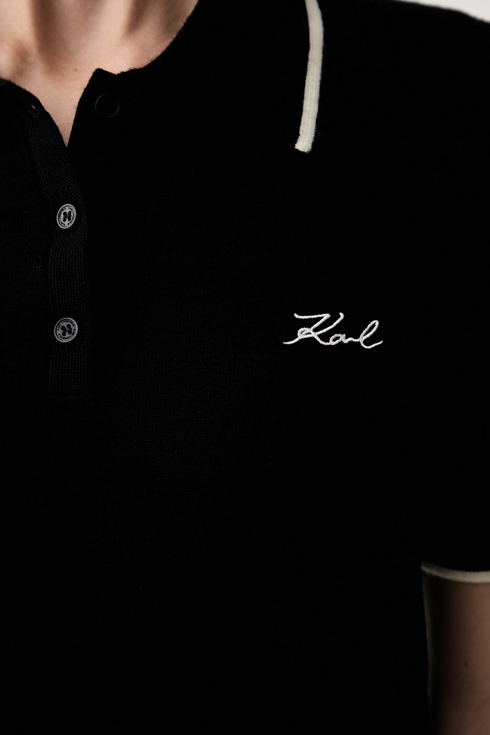 Karl Lagerfeld úpletové polo tričko dámske vlnené B3W18044 čierna