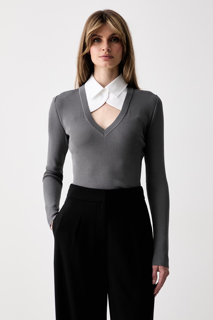 Karl Lagerfeld sweter damski z wiskozą szary B3W18024