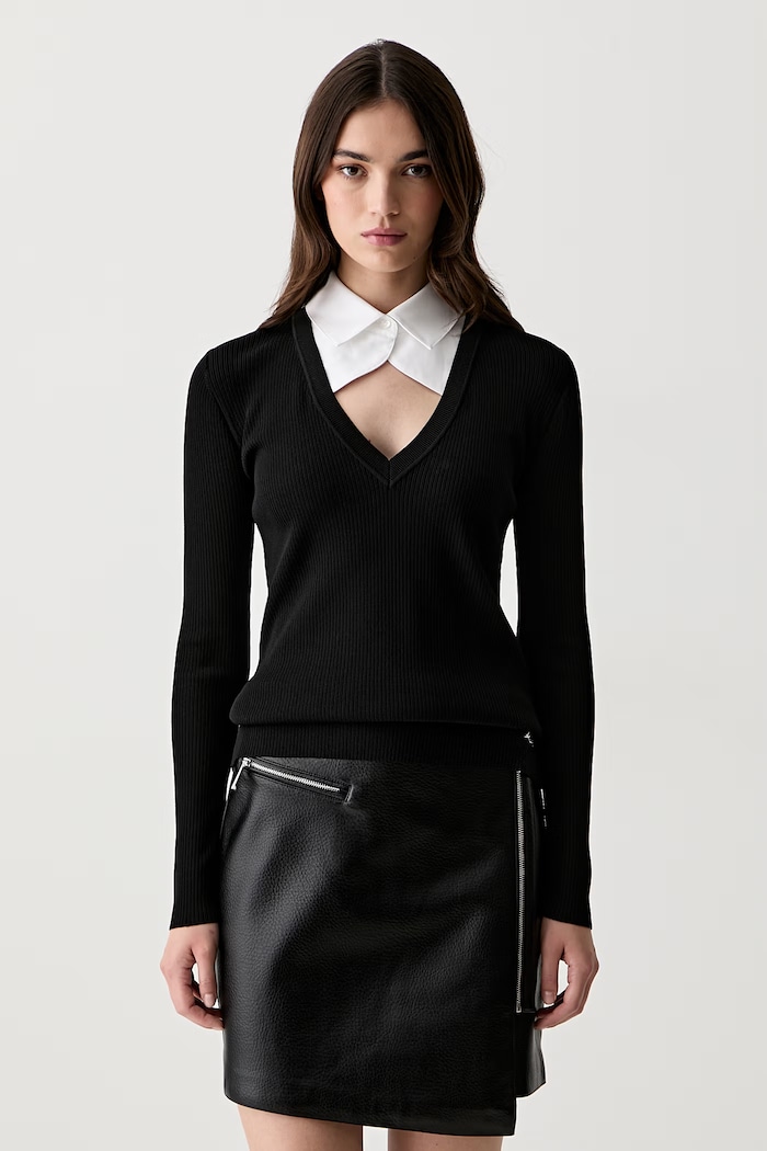 Karl Lagerfeld pulover pentru femei cu vâscoză negru B3W18024