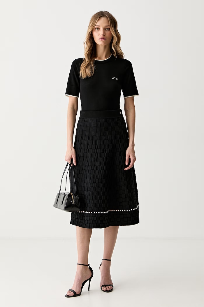 Karl Lagerfeld maglietta basic da donna in lana B3W18039 nero AW26