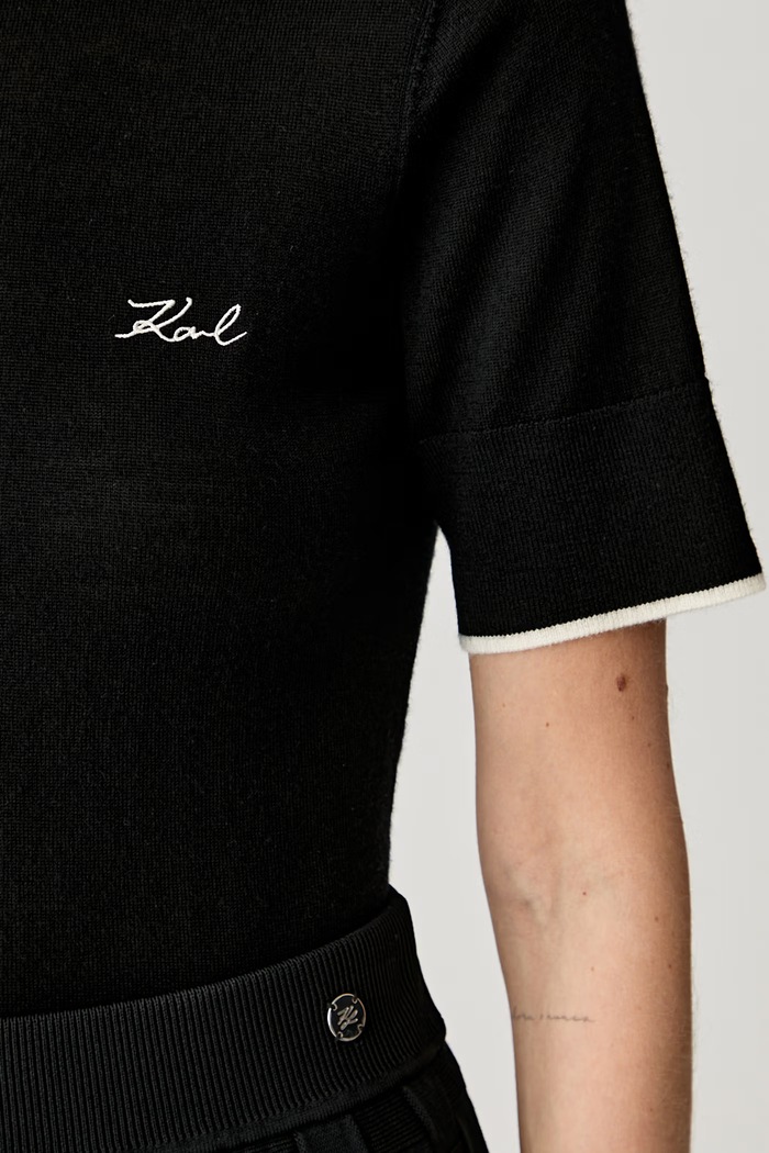 Karl Lagerfeld maglietta basic da donna in lana B3W18039 nero