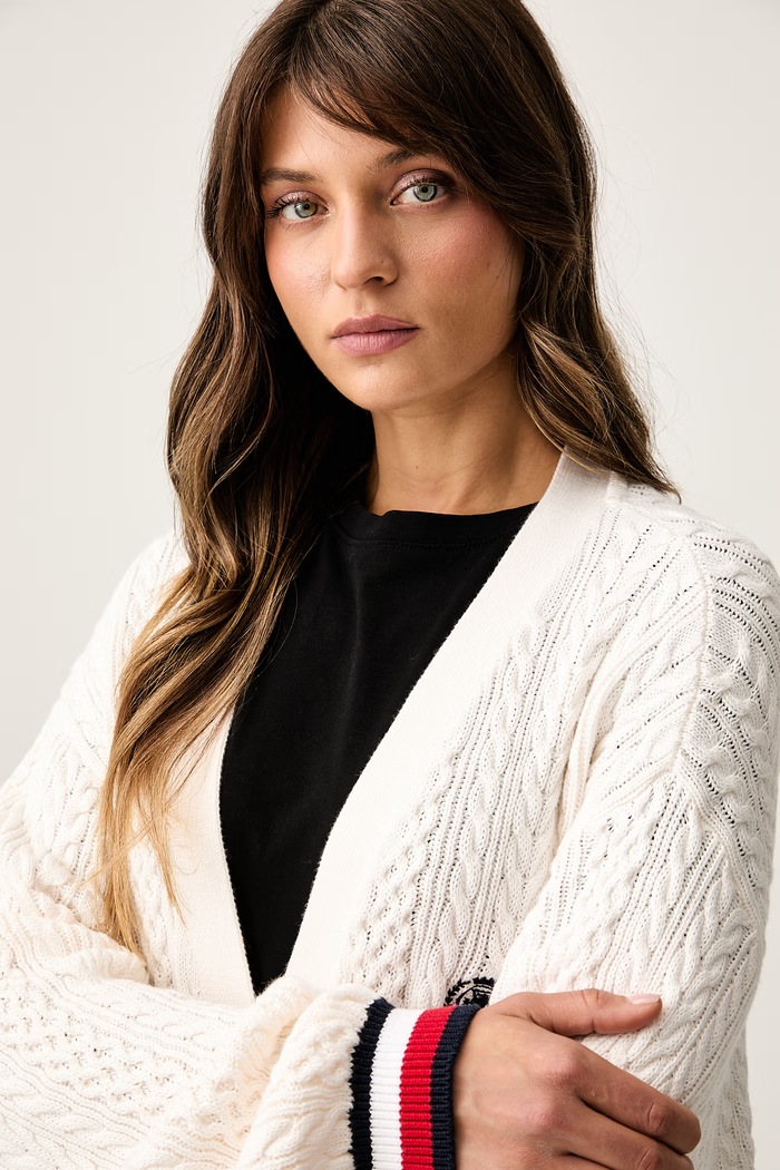 Tommy Jeans kardigan damski bawełniany beżowy DW0DW22934