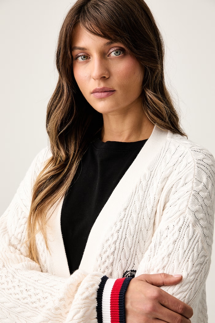 Tommy Jeans kardigan damski bawełniany beżowy DW0DW22934