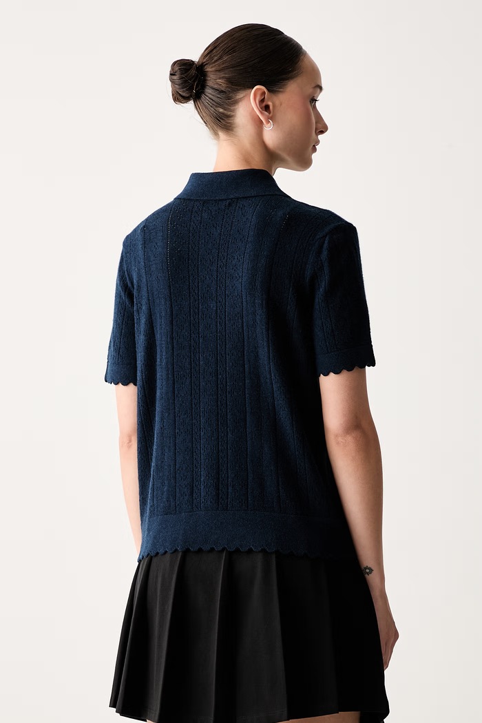 Odzież Tommy Jeans polo swetrowe damskie z wiskozą DW0DW22932 granatowy