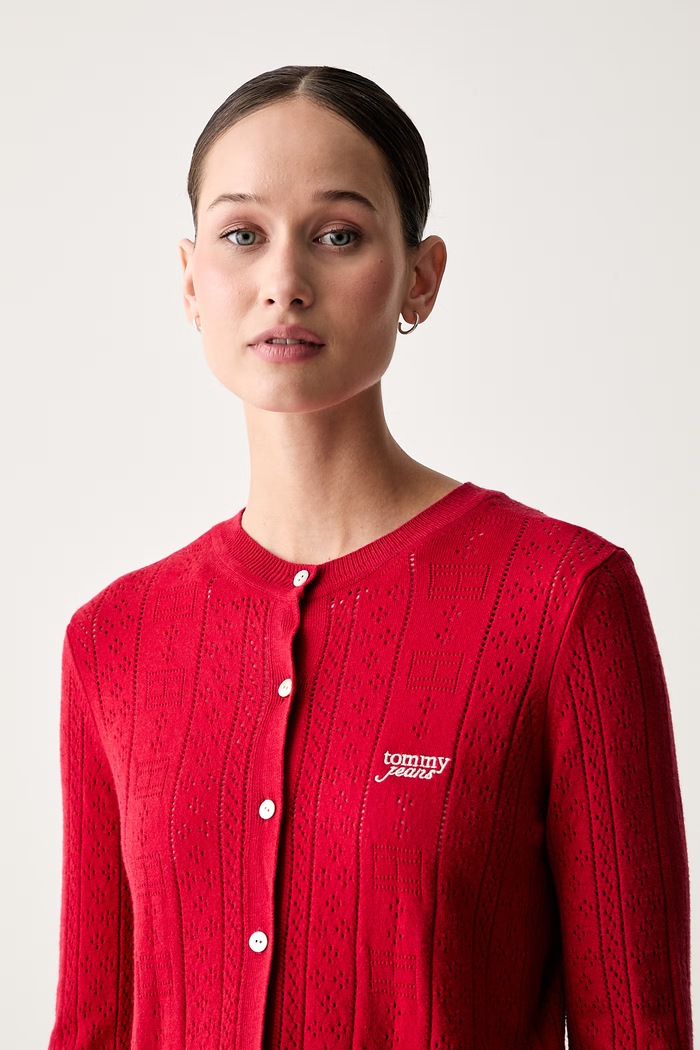 Tommy Jeans ζακέτα γυναικεία με βισκόζη κόκκινο DW0DW22931
