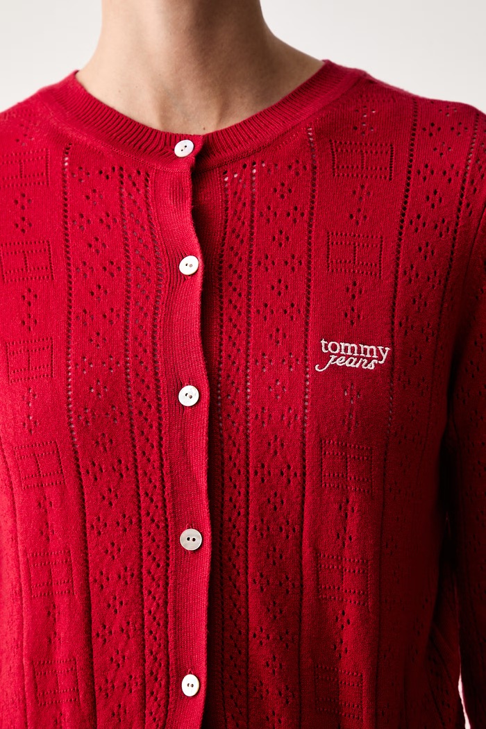 Tommy Jeans ζακέτα γυναικεία με βισκόζη DW0DW22931 κόκκινο