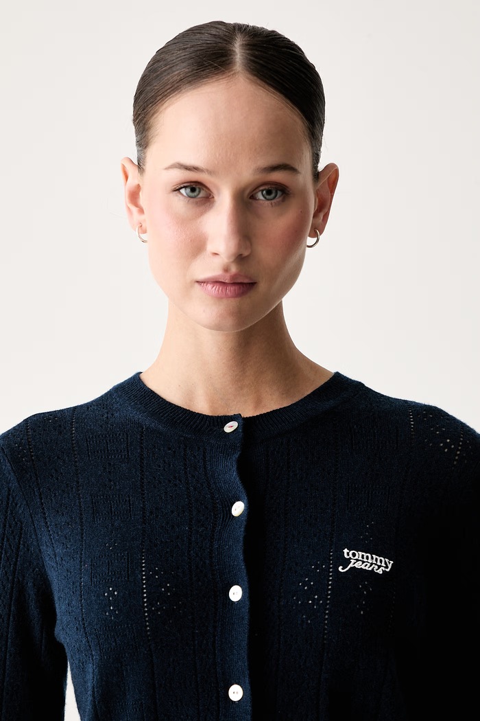 Tommy Jeans ζακέτα γυναικεία με βισκόζη σκούρο μπλε DW0DW22931