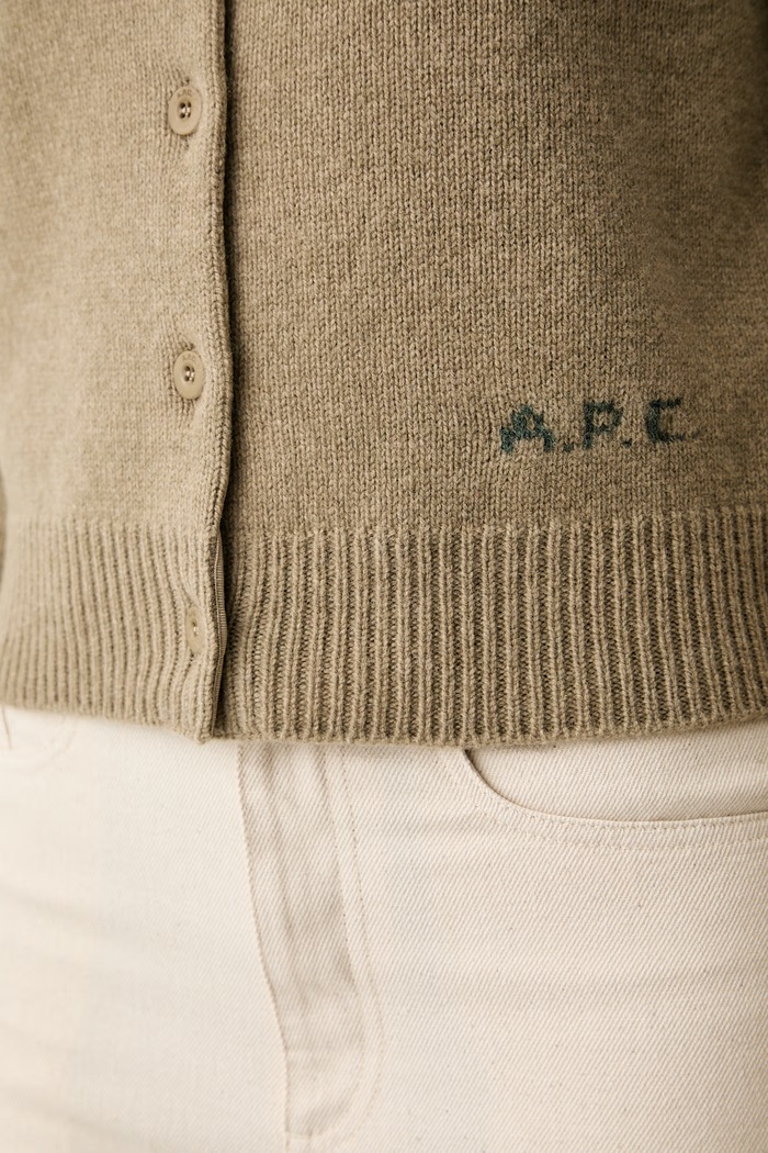 A.P.C. kardigan damski wełniany lila WOASW.F22352 beżowy