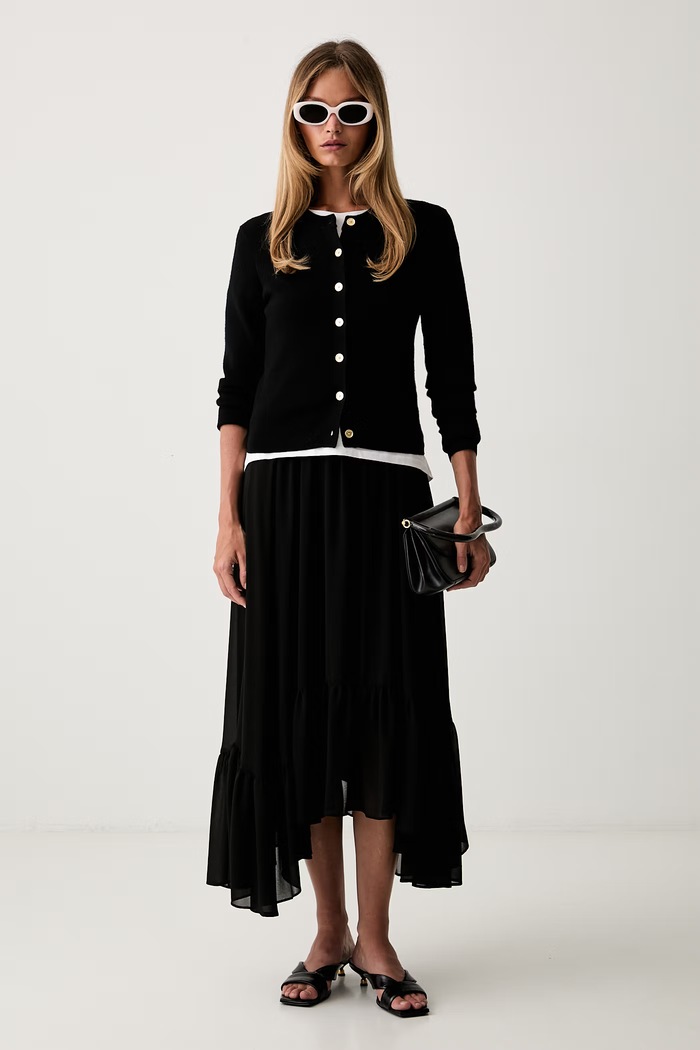 MICHAEL Michael Kors kardigan damski z wełną MT5617W4VR czarny AW26