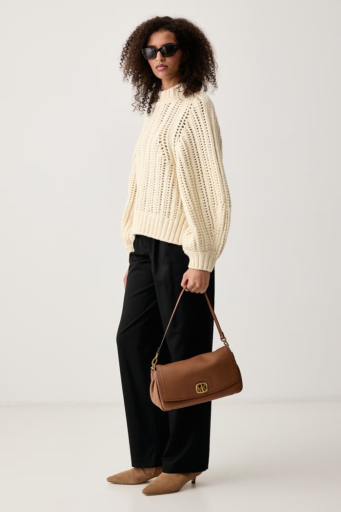 Sessun Sweter damski z wełną BOBARDI 26109038 beżowy AW26