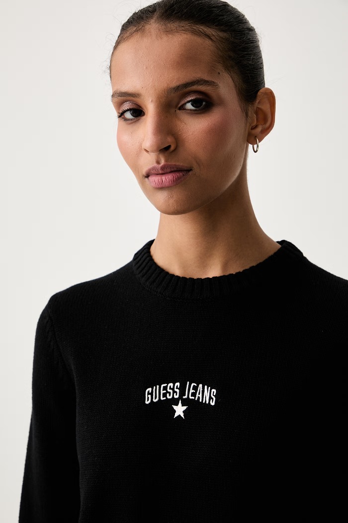 Guess Jeans пуловер дамски от памук черен W6YR40.Z1074