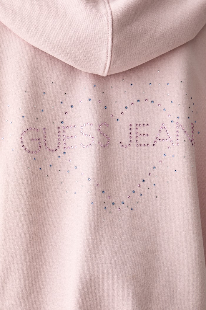 Guess Jeans jopica s kapuco ženska bombažna W6YQ10.K3872 roza