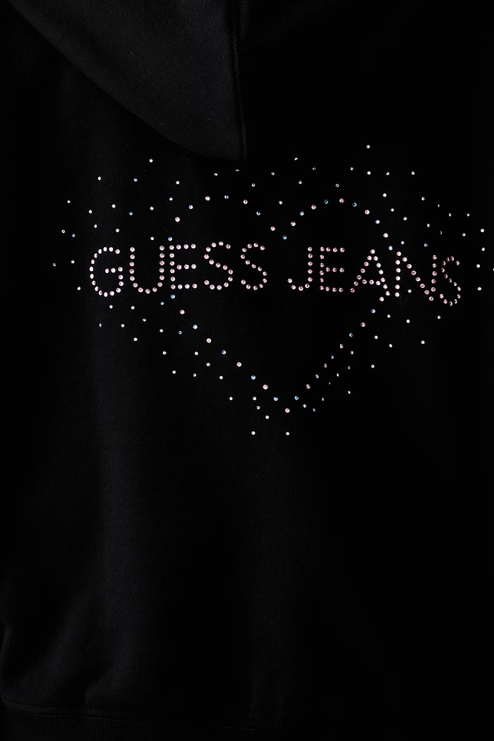 Guess Jeans mikina na zips s kapucňou dámska bavlnená W6YQ10.K3872 čierna