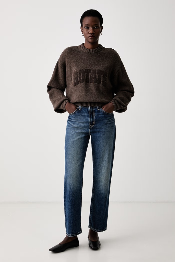 Rotate sweter damski wełniany 116928614 brązowy AW26