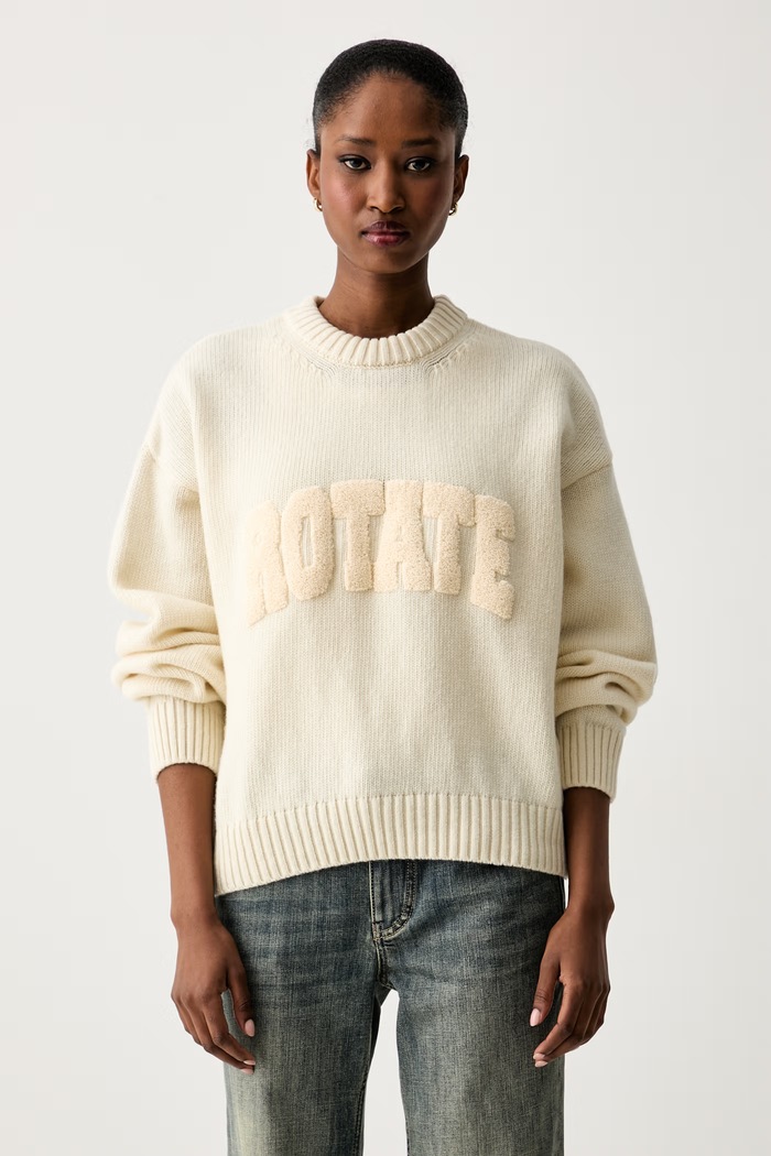 Rotate sweter damski wełniany beżowy 116512857