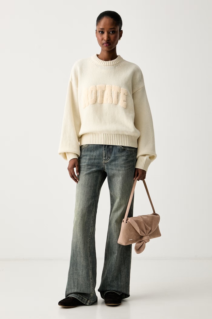 Rotate sweter damski wełniany 116512857 beżowy AW26