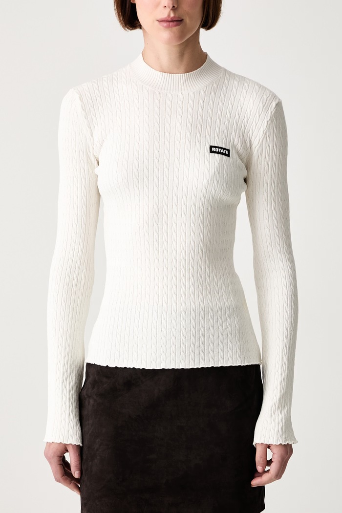 Rotate sweter z wiskozą damski beżowy 116311857
