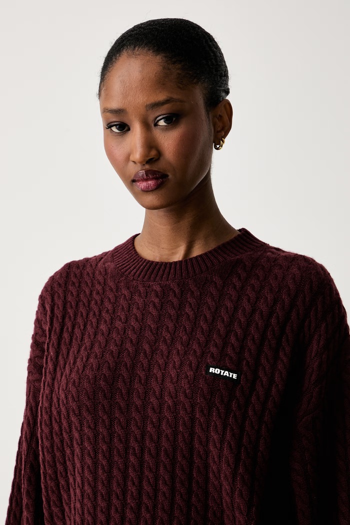 Rotate sweter damski wełniany bordowy 116437741