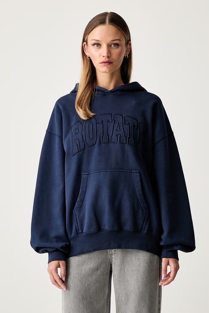 Rotate bluza z kapturem damska bawełniana granatowy 1163693094