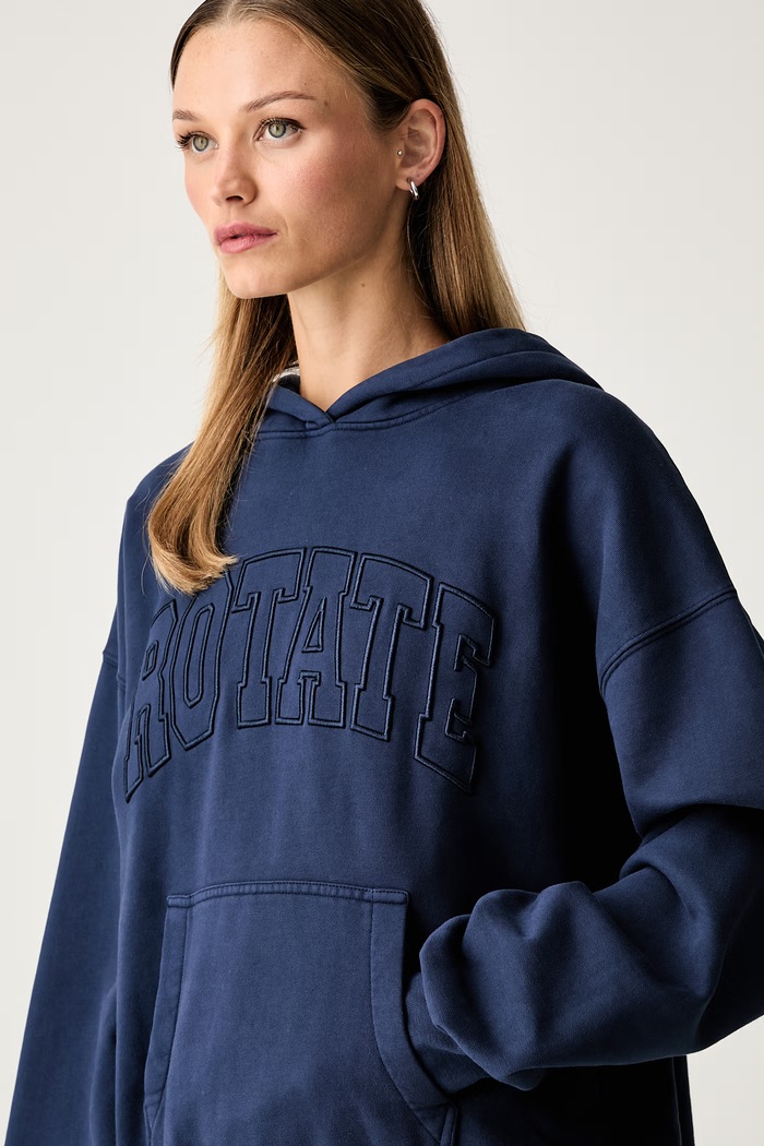 Rotate bluza z kapturem damska bawełniana granatowy 1163693094